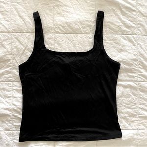 Black square neck crop top